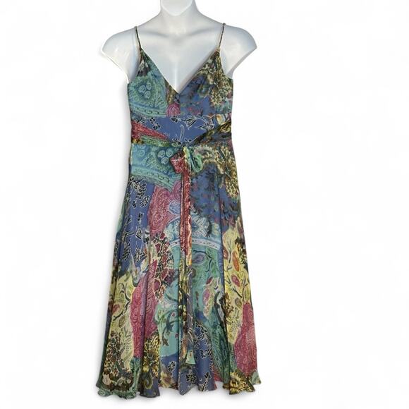 Vintage Talbots Pure Silk Midi Dress Sz 10P Boho Floral Paisley Summer Sundress - Picture 7 of 9